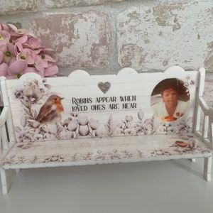 Memorial bench, Memorial small decoration bench, In memory of, Acrylic bench, Personalised Memorial Bench Photograph, Memorial Keepsake Gift