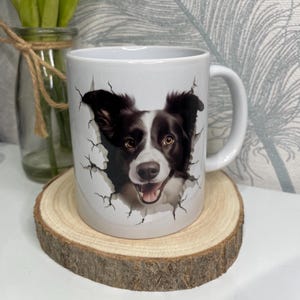 3D Border Collie Hole In A Wall Mug| Border Collie Personalised Dog Name Mug| Collie Owner| Dog Lover| Cute Dog Ceramic Mug| Animal Lover|