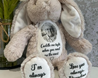 Personalized Memorial Bunny Keepsake |  Photo Gift | Bereavement Gift | A Cuddle From Heaven Keepsake Bear | Memorial Keepsake Gift |