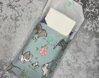 Pocket Tissue Holder| Tissue Packet Pouch| Fabric Tissue Case| Handbag Tissue Holder| Cat Tissue Holder| Cat Pouch