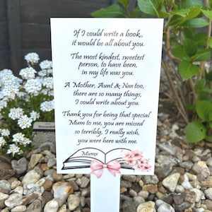Marcador de túmulo para cartão de Dia das Mães | Marcador de túmulo celestial para o Dia das Mães | Carta para a mamãe no céu | Mãe desaparecida | Decoração de marcador de túmulo | Memorial