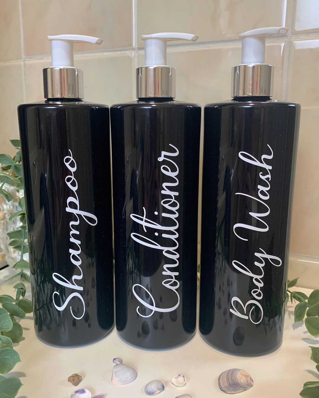 Personalised Bathroom Storage Bottles, Custom Shampoo and Conditioner
