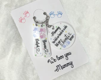 Regalo del día de la madre / Llavero para mamá / Llavero con la frase "You Hold Our Hands For A While" / Llavero personalizado para mamá / Llavero con el nombre de los niños para mamá / Regalo para mamá