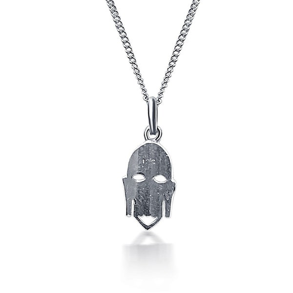 African Mask pendant in solid sterling silver (925) with 18 inch Italian chain - Ref 384