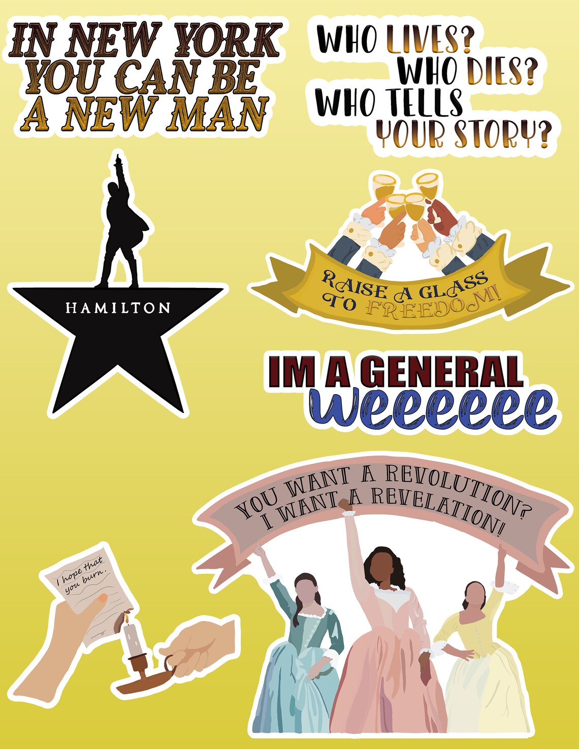 22 pcs Hamilton Sticker Pack Broadway Musical Great Funny Etsy