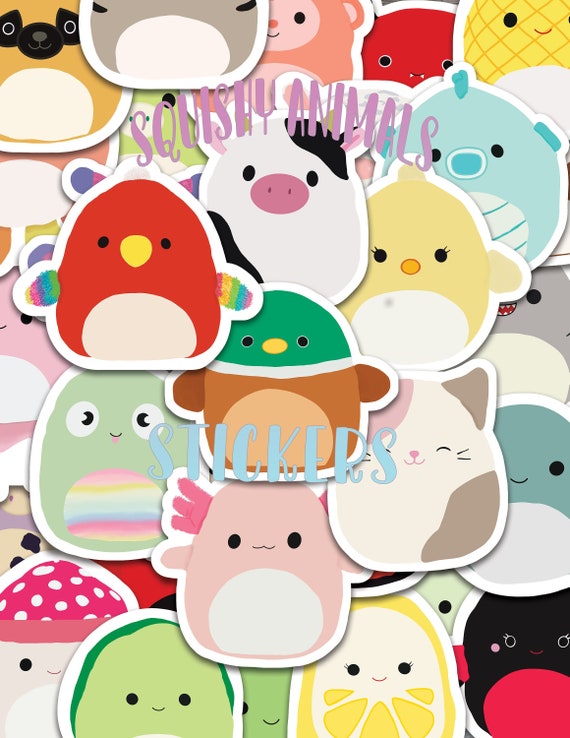 52 pcs Squishy Animal Sticker Pack | Marshmallow Like Decor | Cute Adorable Decal | Laptop Journal Scrapbooking | Kids Toons | Colorful Art