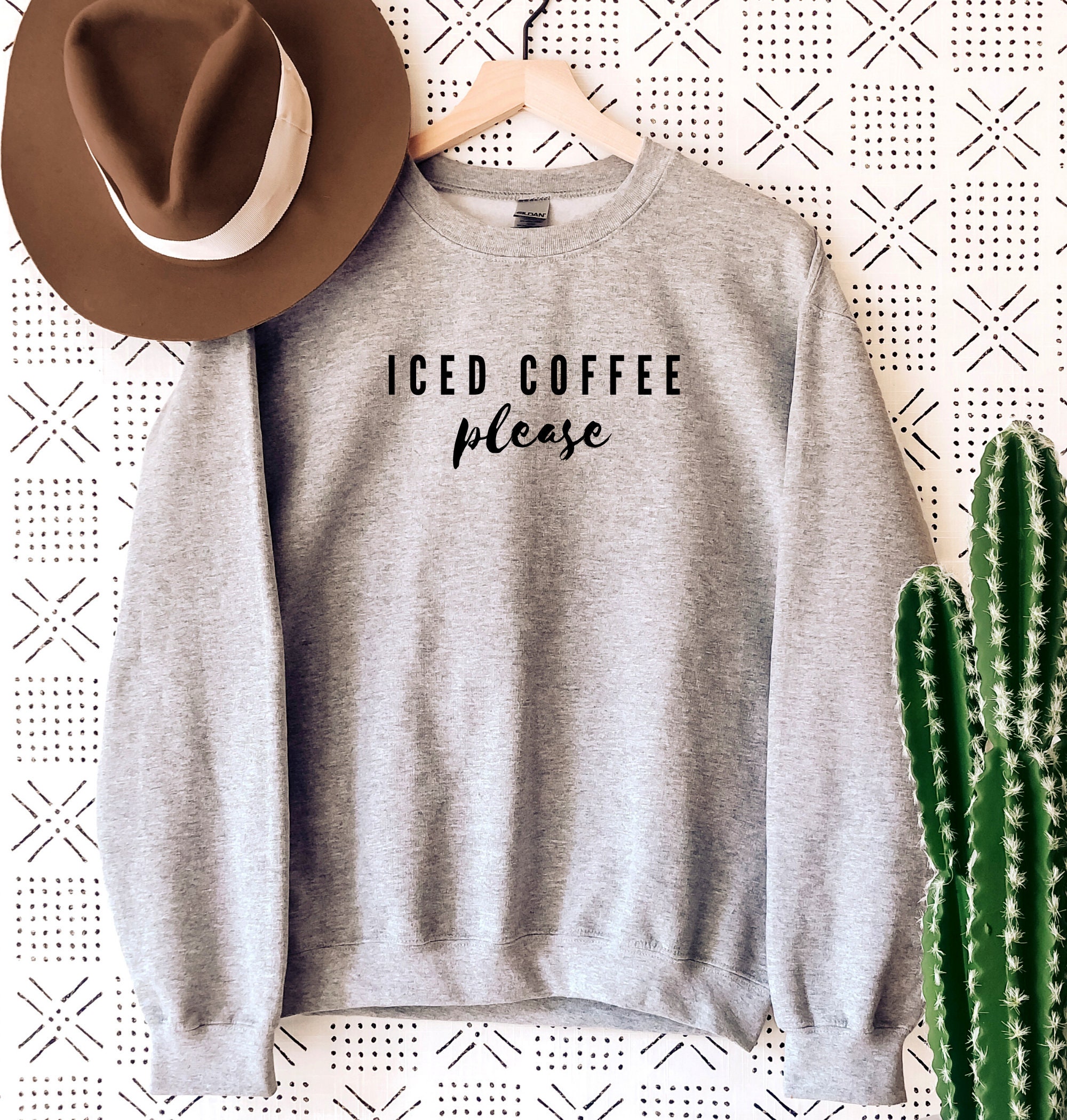 Iced Coffee Please Iced Coffee Sweatshirt Coffee Sweatshirt | Etsy