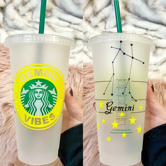 Gemini Starbucks Cup | Gemini Gifts | Zodiac Gifts | Birthday Gifts |  Iced Coffee Cup | Gemini Zodiac | Gemini Constellation | Zodiac Cup