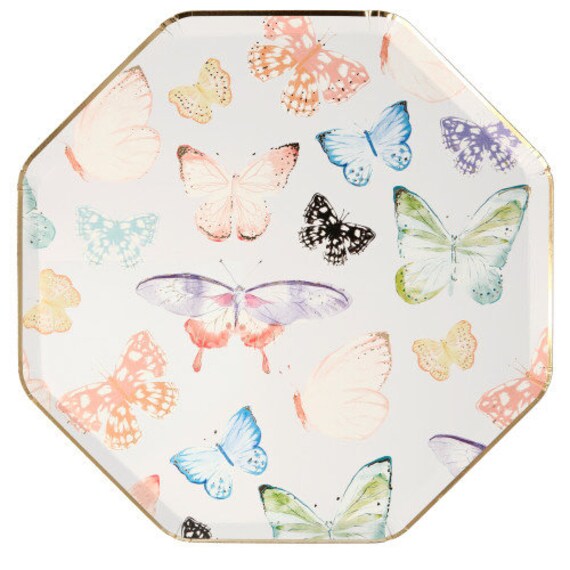 Meri Meri Butterfly Large Plates Etsy
