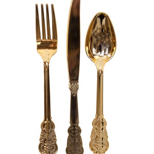 Neo Classic Clear and Gold Plastic Cutlery Set