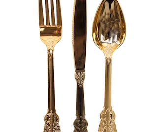 Elegant Gold Plastic Cutlery