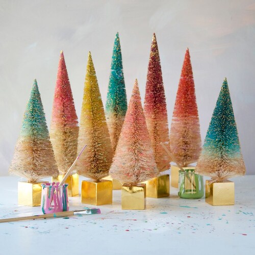 Ombre Speckled Sisal Bottle Brush Christmas Tree Etsy
