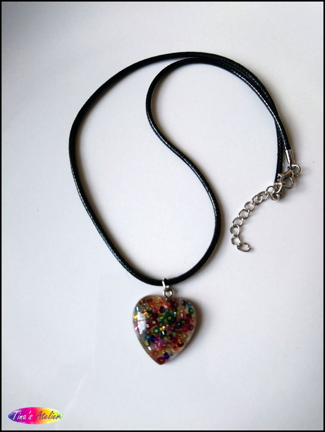 Pendentif Cœur Multicolore Cristal - Sans Collier - Marque Bijoux GAS - Occasion
