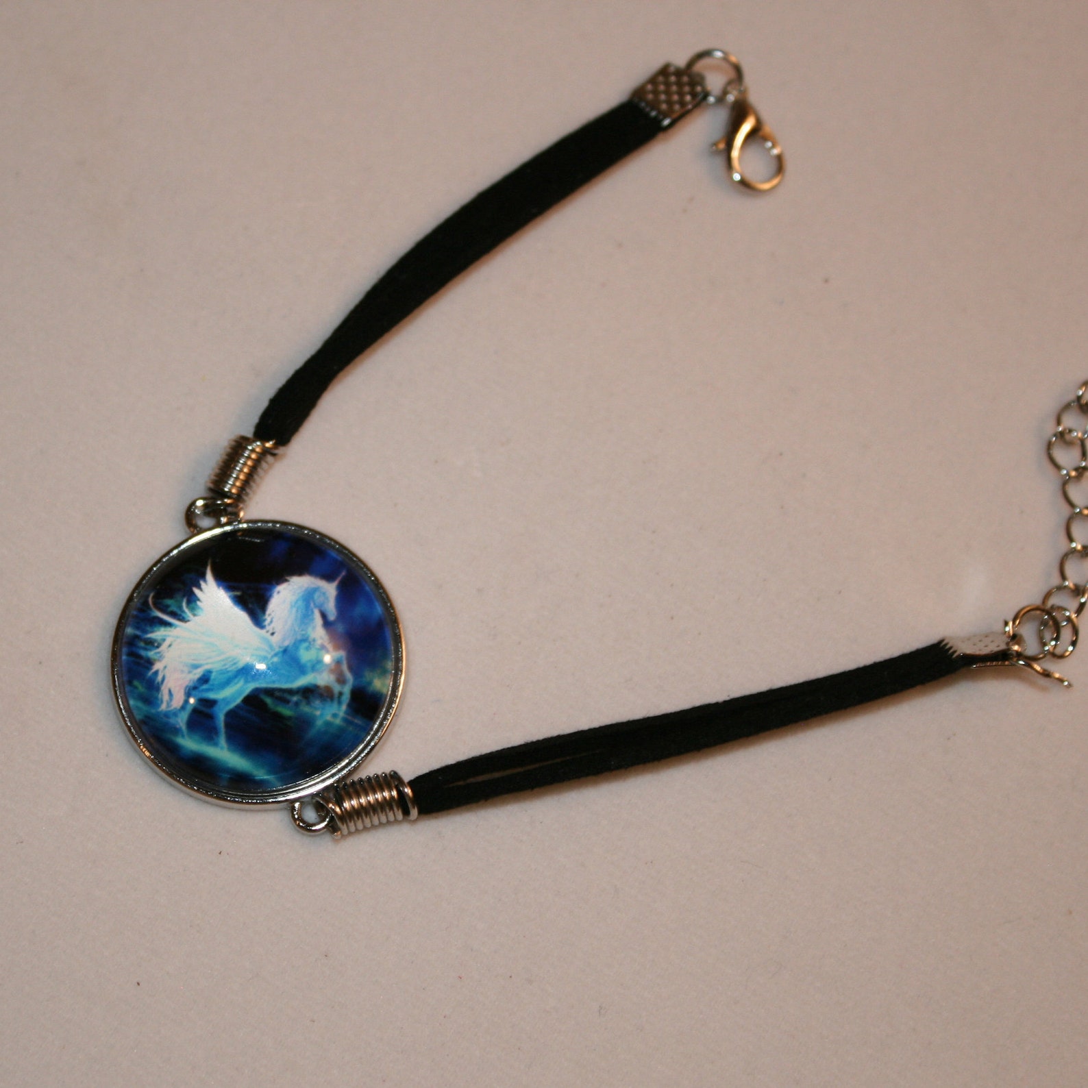 Cabochon Bracelet with Leather Band Glass Cabochon in Choice | Etsy