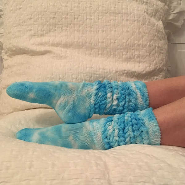 Tie Dye Scrunch Socks/ Slouch Socks, gift for her, lounge socks, comfy socks, match your dog, match your pet, dog lover, matching owner, cat