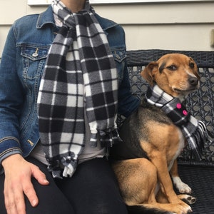 Matching pet and owner scarf, matching pet scarf, matching dog scarf, fleece scarf, fleece dog scarf, holiday scarf, cat scarf, pet neckwear