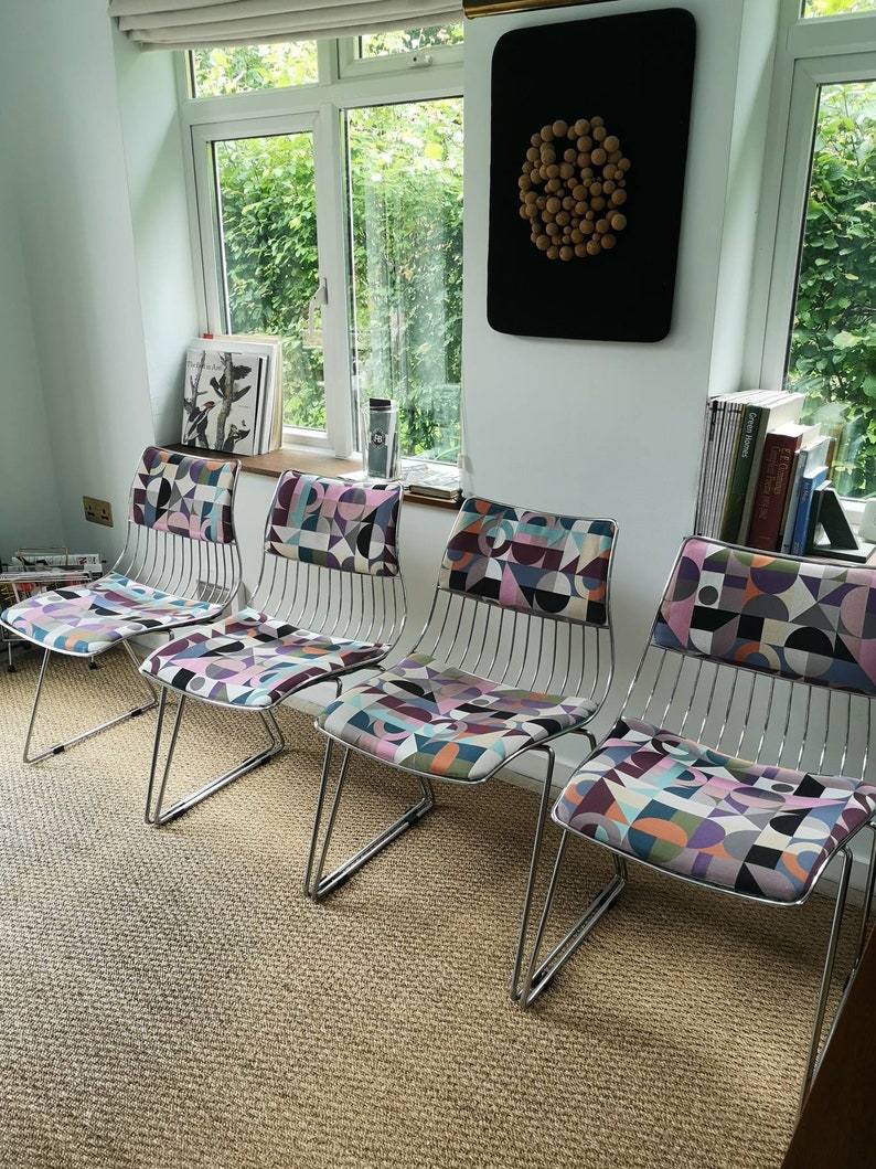 Mid Century Solid Chrome Wire Chairs by Rudi Verelst for Etsy