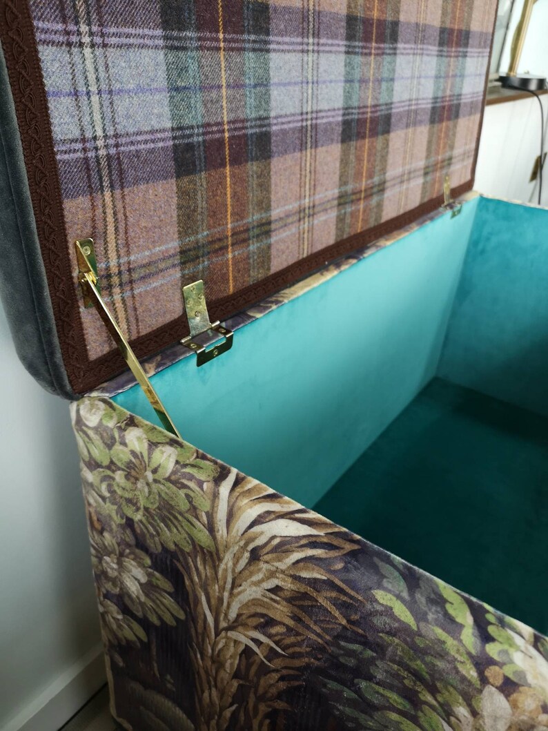 Medium Fully Upholstered Storage Bench mid Century Reclaimed Etsy