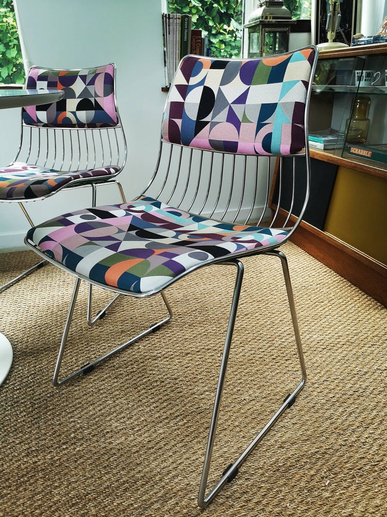 Mid Century Solid Chrome Wire Chairs by Rudi Verelst for Etsy