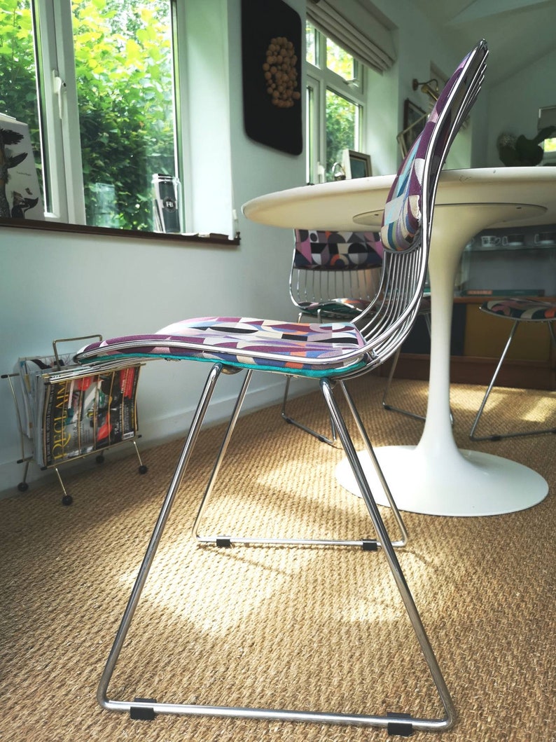 Mid Century Solid Chrome Wire Chairs by Rudi Verelst for Etsy