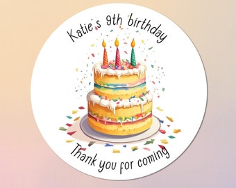 Custom birthday stickers, party stickers, circular, circle, round, rectangle, square stickers or custom writing, party bag stickers