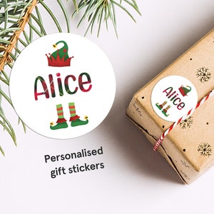 Personalised Elf Christmas Present stickers, christmas lettering, santa, Stickers, Gift, Labels, Christmas stickers