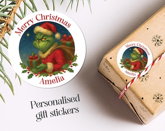 Personalised Christmas Present stickers, christmas lettering, santa, Stickers, Gift, Labels, Christmas stickers, grinch