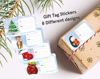 Christmas Present stickers, christmas stamp, santa, Stickers, Gift, Labels, Christmas stickers