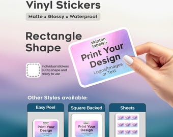 Custom Die Cut Vinyl Stickers, Rectangle Shape, Waterproof stickers, Matte/Glossy Finish, Print Your Design