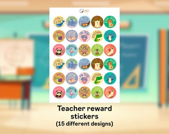 Teacher stickers, classroom stickers, circular, circle, round, rectangle, square stickers or custom writing, reward stickers