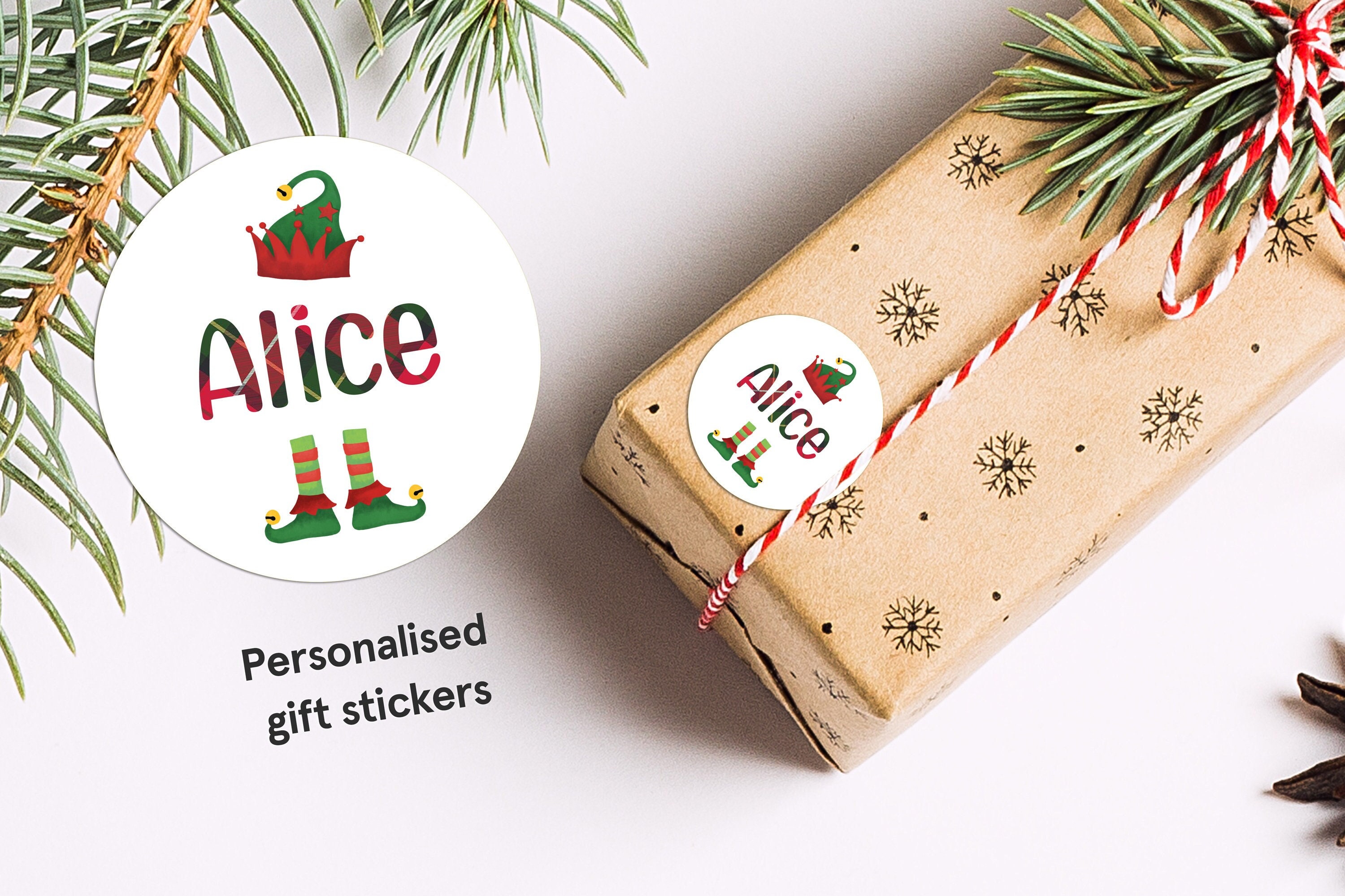 Personalised Elf Christmas Present stickers, christmas lettering, santa, Stickers, Gift, Labels, Christmas stickers