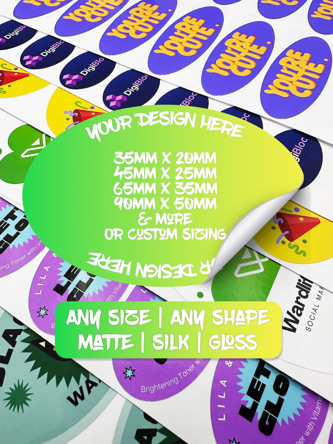 Custom Personalised Business Logo, Oval Stickers, Rectangle, Square ...
