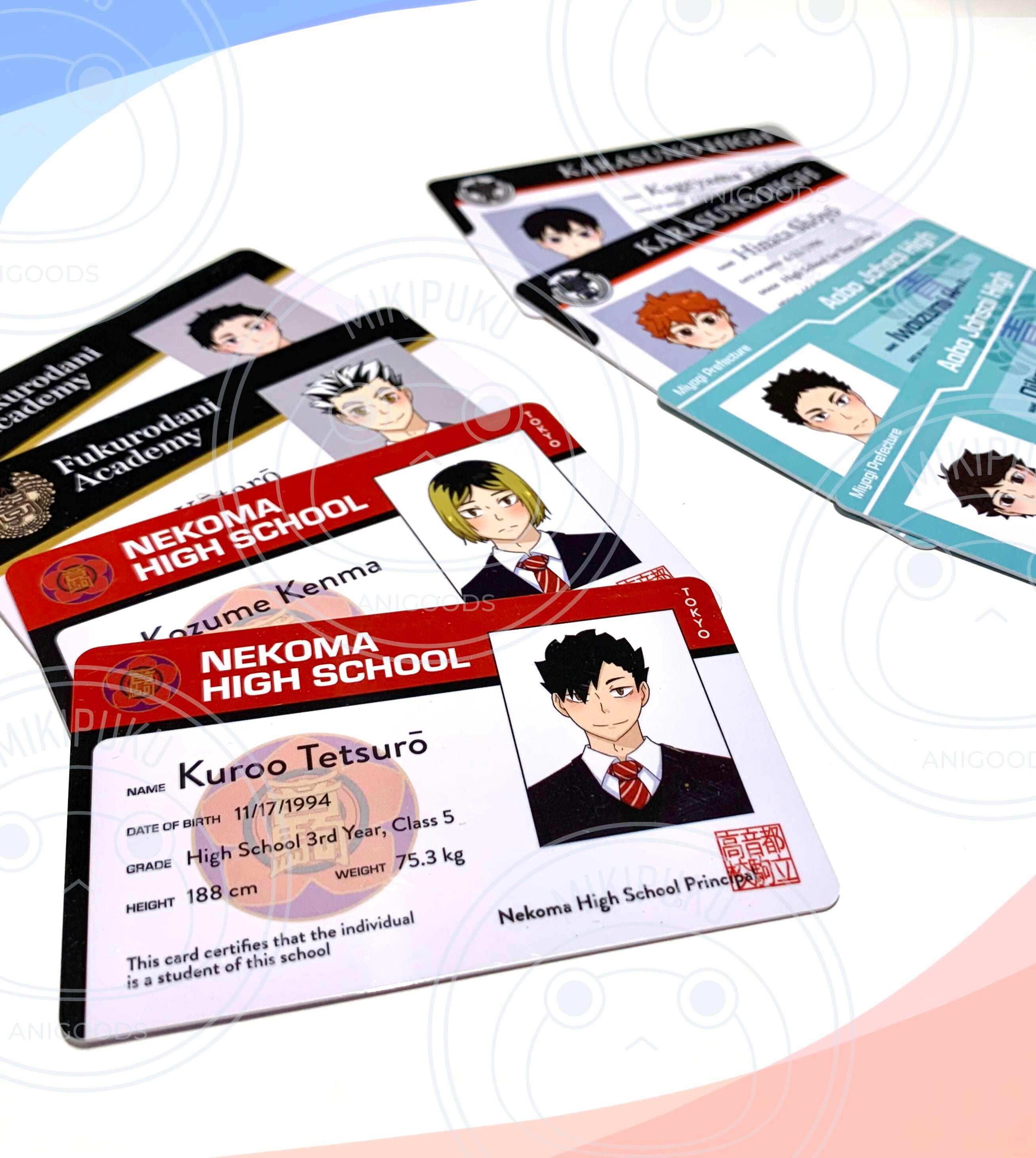 haikyuu student id cards etsy haikyuu student id cards