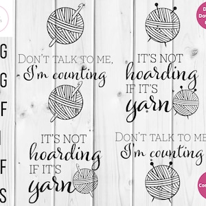 Crochet & Knitting SVG Bundle: Yarn Ball, Hook, Needles (Digital Download)