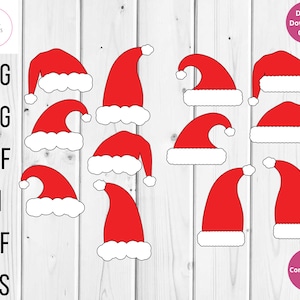 Santa Hat SVG Cut Files: Christmas Vector Art (Digital Download)