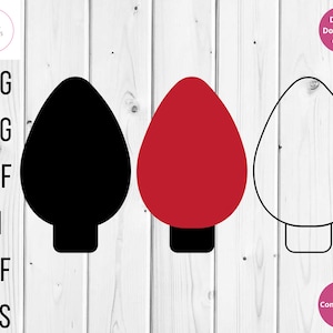Lâmpadas de Natal e Contorno, Lâmpada Svg, Lâmpadas de Natal Svg, Luz de Natal Svg, Clipart de Luz de Natal, Luzes de Natal Svg Dxf