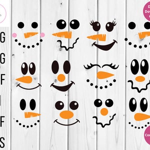 Snowman Face Svg, Snowman Svg, Christmas Snowman Svg, File di taglio del pupazzo di neve, Png del pupazzo di neve, Bundle del viso del pupazzo di neve, Svg del pupazzo di neve delle vacanze invernali, Vettore