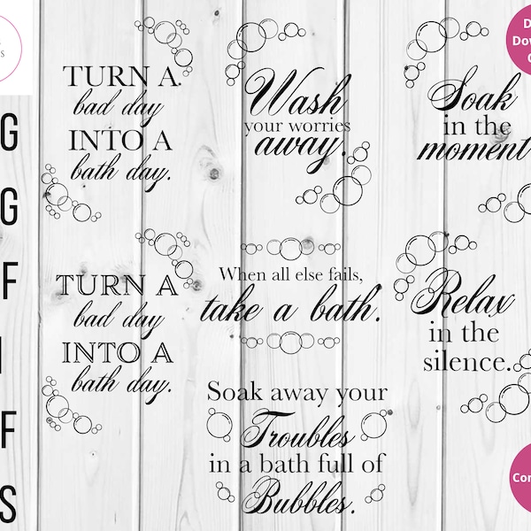 Bathroom Svg Bundle, Bathroom Quote Svg, Restroom Svg, Bubble Bath Svg, Farmhouse Sign Svg, Bathroom Sign Svg, Bath Svg, Cut File Cricut,