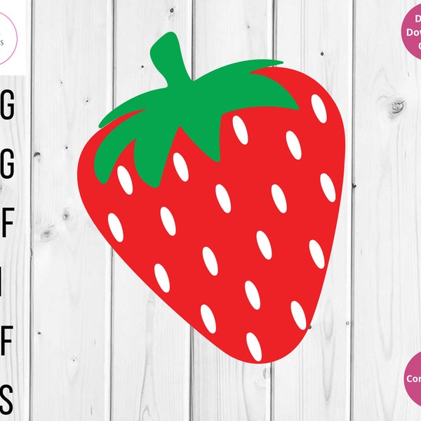 Strawberry Svg, Fruit Svg, Strawberry Clipart, Strawberry Fruit Svg, Strawberry Cut File, Strawberry Vector, Instant Download, Cricut Files