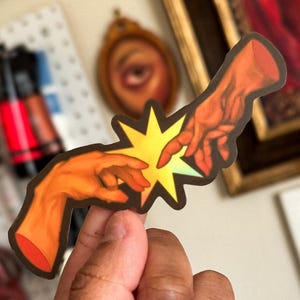 Creation of Adam Hands Sticker | Matte Laminated Water Resistant Paper | 4.5 x 1.25 in