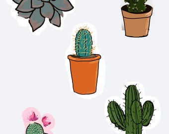 Digital Cactus Stickers set , sticker packs for stationery, laptops, journals, and scrapbooking , Succulents vinyl stickers , plant stickers