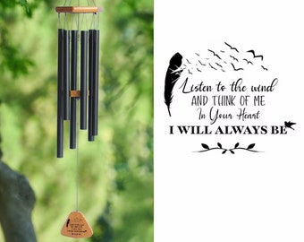 Listen to the wind chime, I will always be, Engraved windchime, Garden wind chimes, Remembrance wind chimes, Bereavement gift loss
