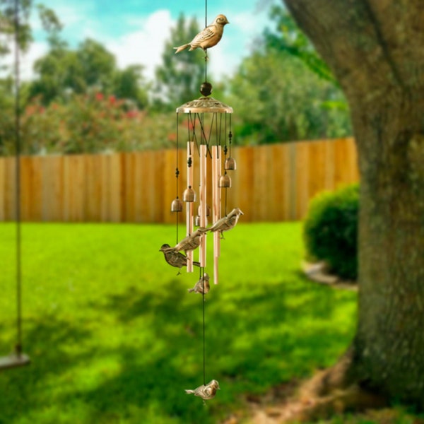 Bells with birds, Bird wind chimes, Wind chimes for outdoors with sound, Animal wind chimes, Large windchimes, Patio decoration, Room decor