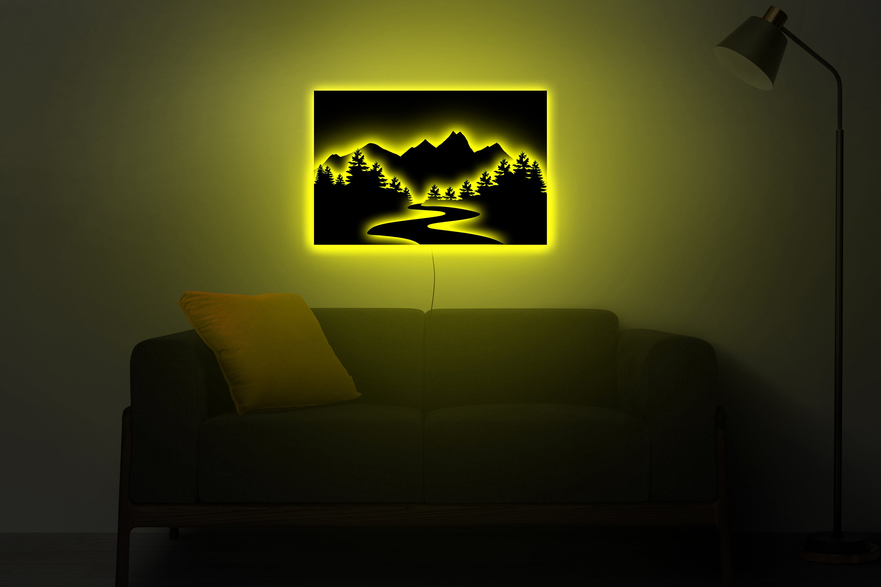 Mountain Wall Art Light Up Mountain Wall Art Led Mountain Etsy