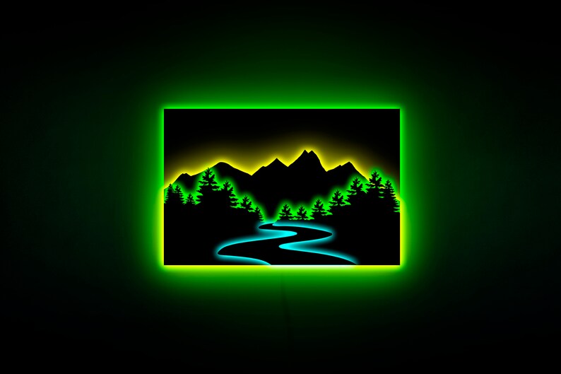 Mountain Wall Art Light Up Mountain Wall Art Led Mountain Etsy