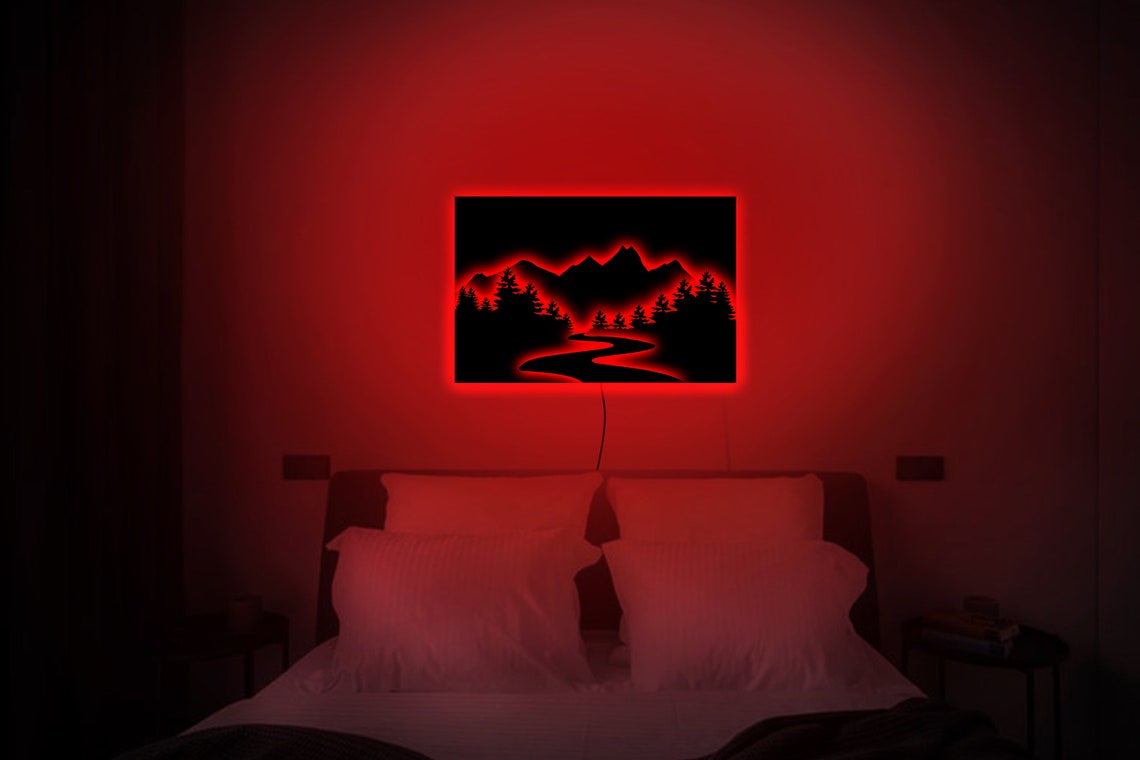 Mountain Wall Art Light Up Mountain Wall Art Led Mountain Etsy