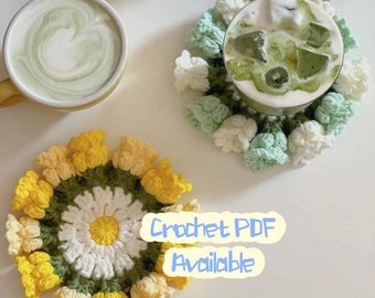 Crochet Pattern, Flower coaster, coaster crochet pattern, Tulip crochet, Rose crochet