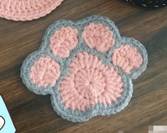 Crochet Pattern, Paw Coaster, animal paw print, cat paw, kitty paw, coaster pattern