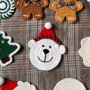 Christmas Polar-Bear Crochet Coaster Pattern -  PDF Pattern Only