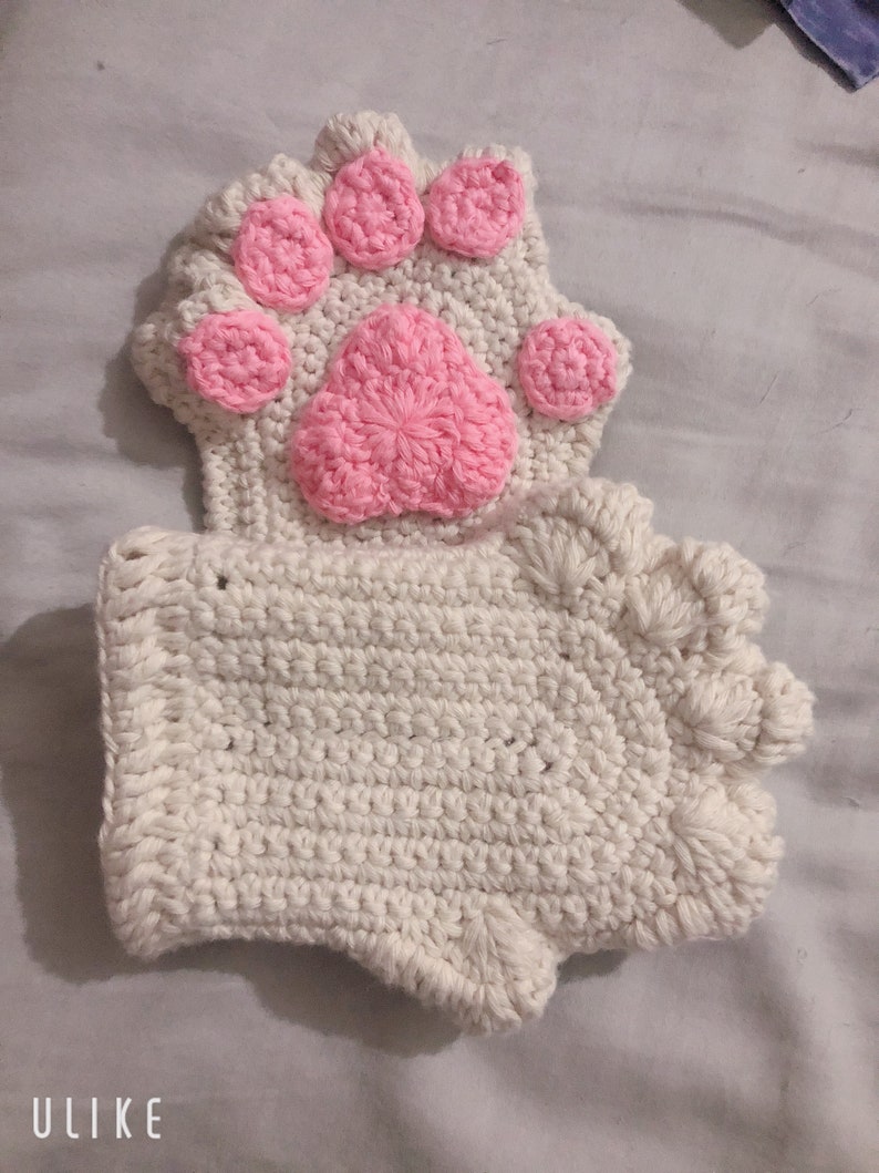 Crochet Pattern Paw Print Fingerless Glove Kitten Mitten Etsy